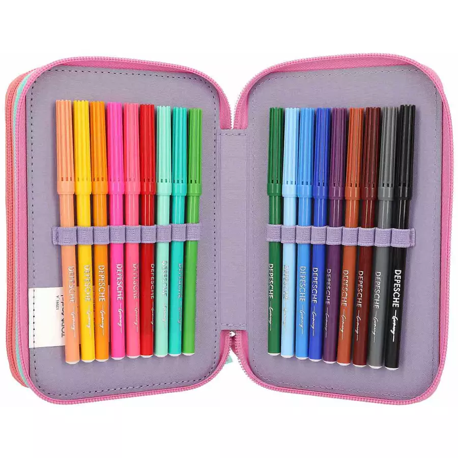 Depesche 3-Fach Federtasche SNAP SHOTS inkl. Stifte TOPModel 20 x 13 x 7 cm bunt