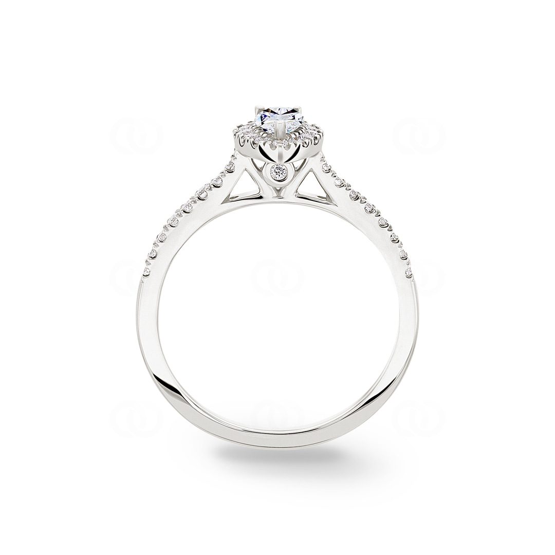 Tropfen Halo Diamantring 750/18 K Weissgold 0.63 ct G/si