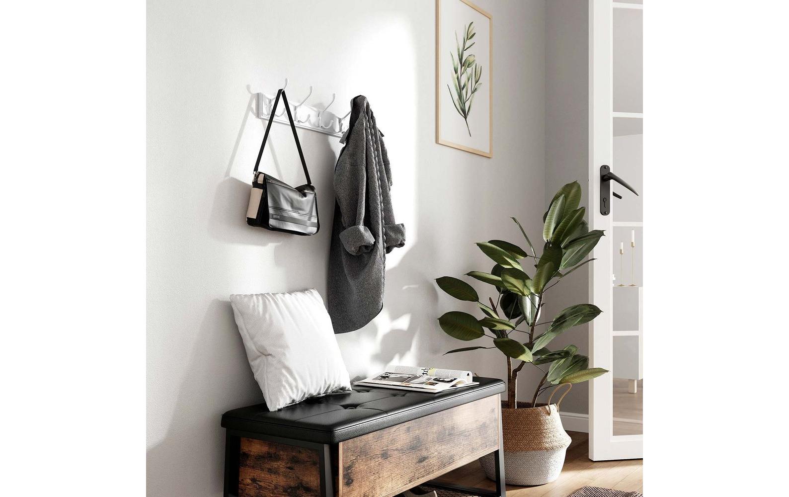 Garderobe mit 4 Haken 40 cm x 11 cm, WeissKleiderhaken