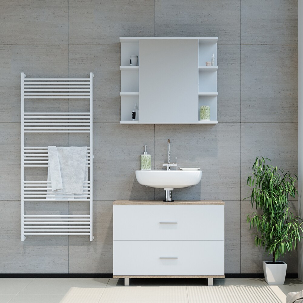 VICCO Badmöbel Set ILIAS Weiß Eiche Bad Spiegel Unterschrank Badschrank