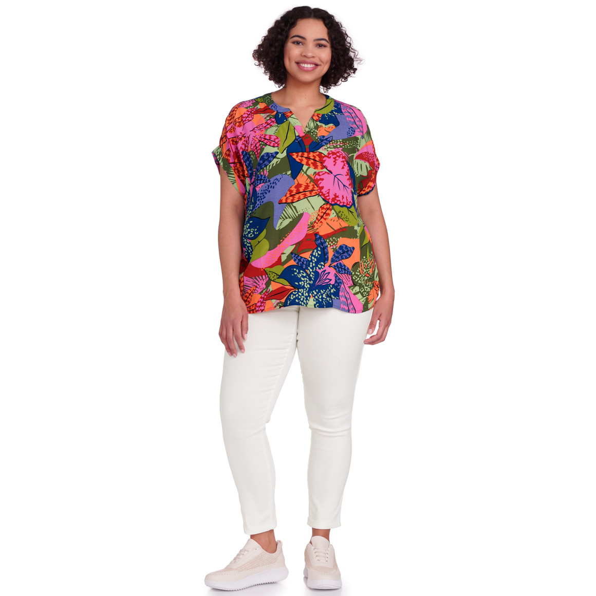 Gina Benotti Damen Bluse mit Allover-Print hellgrün / bunt