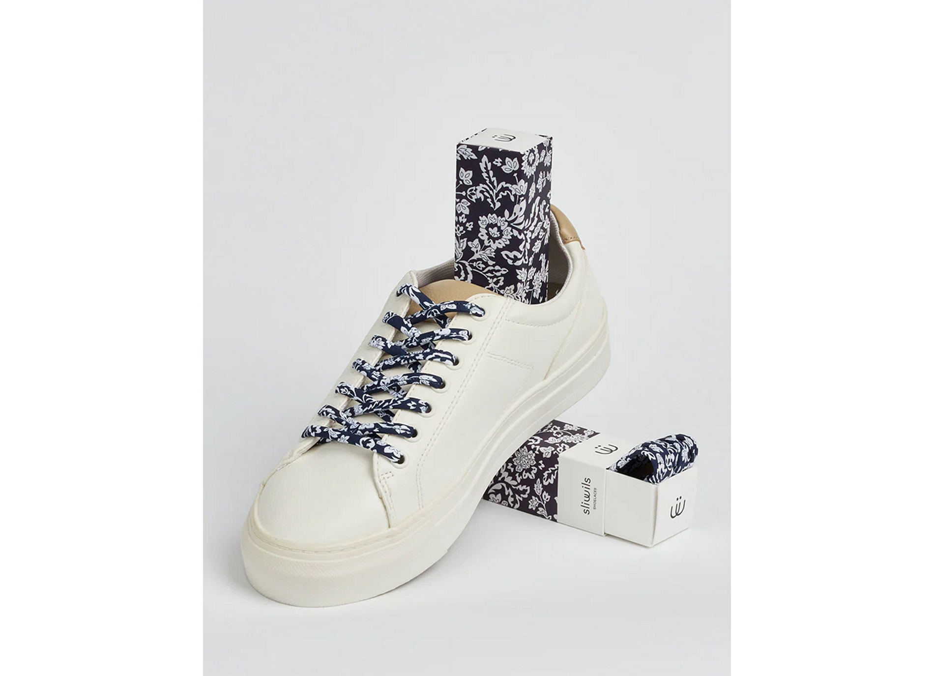 Lacets liberty marine blanc