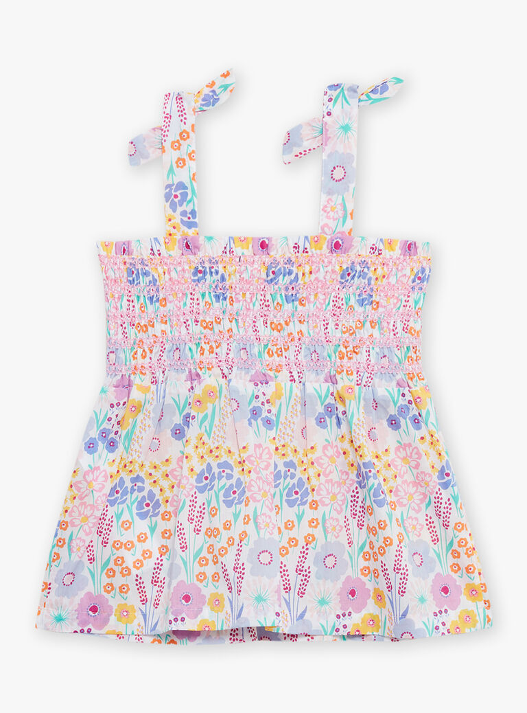 Débardeur à smock écru à imprimé fleuri