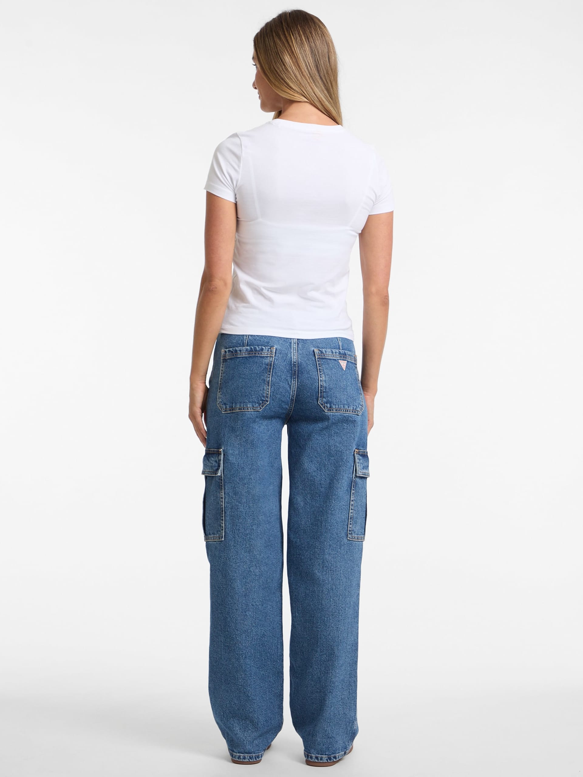 Calça jeans cargo reta G10