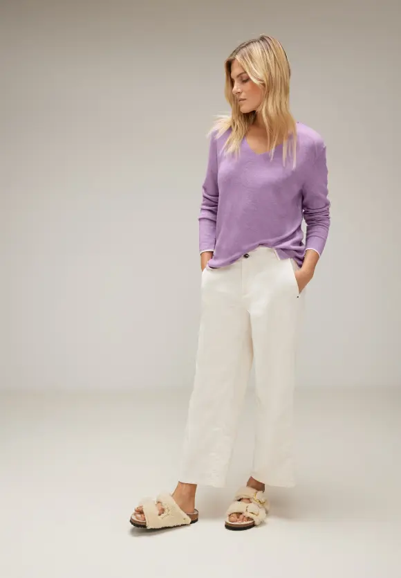 Pullover mit V-Ausschnitt - pure lilac melange