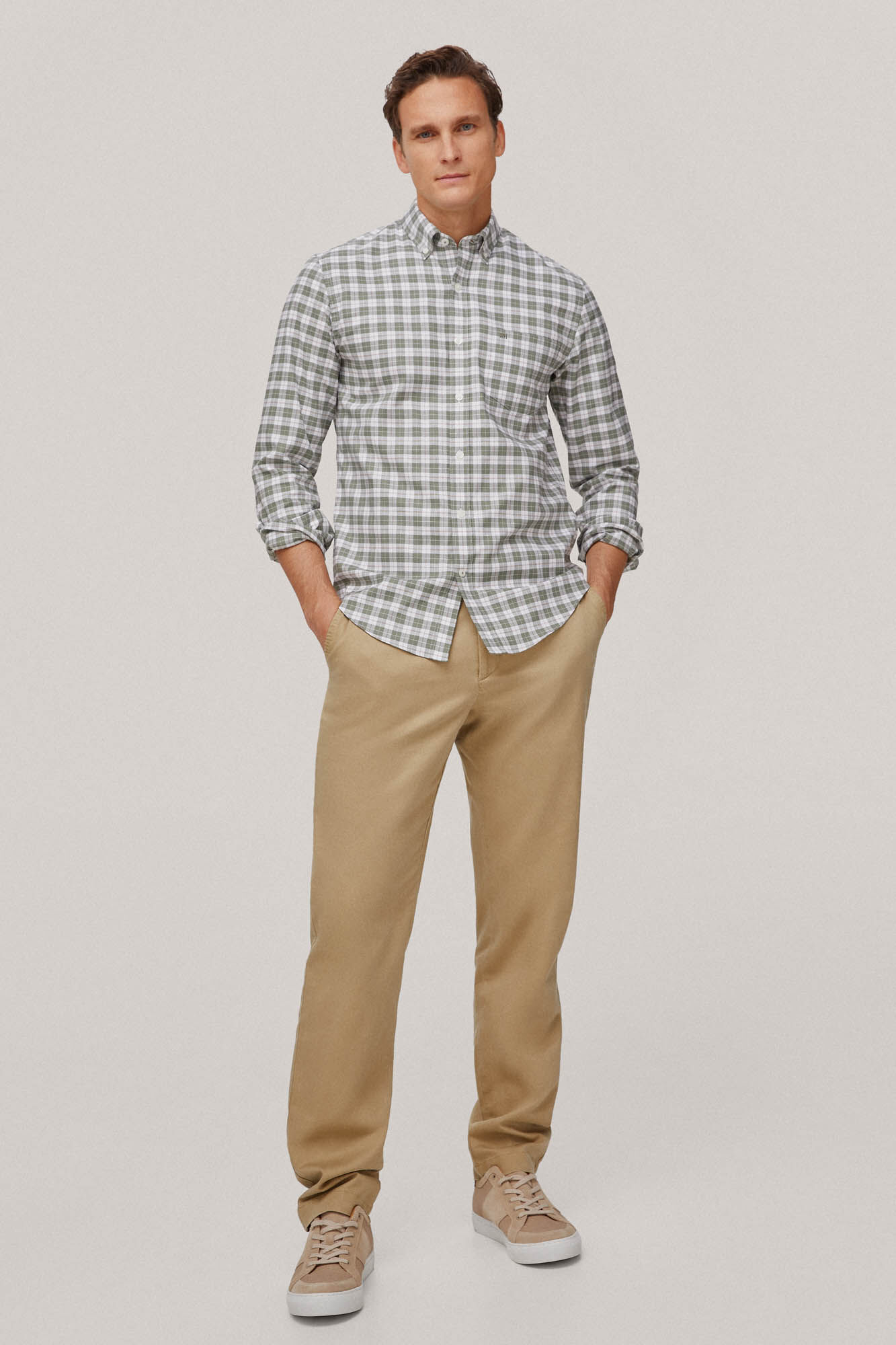 Camisa Oxford xadrez que não precisa passar - Verde