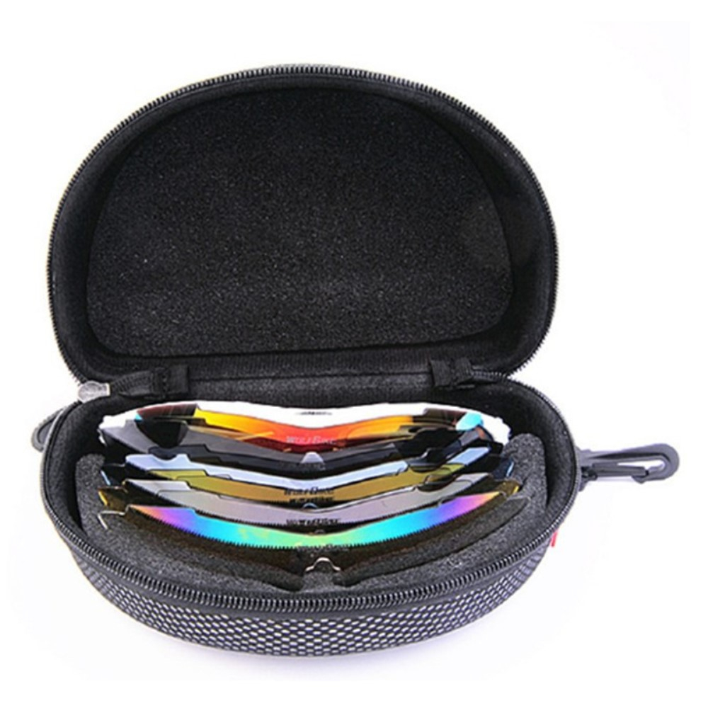 Wolfbike - Polarisierte Sportbrille Fahrrad Sonnenbrille inkl. 5 Wechselgläser   Etui - Weiss
