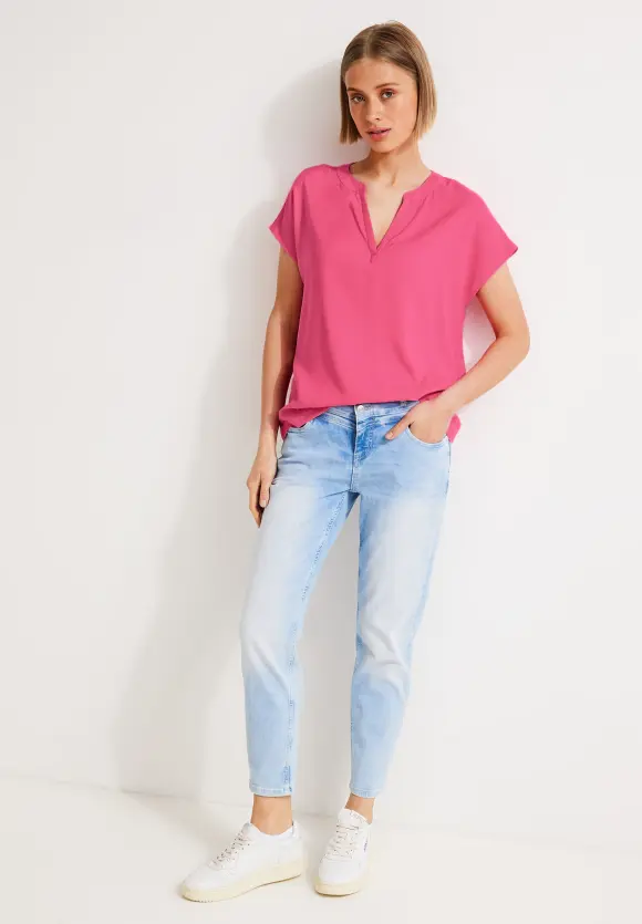 Blusenshirt in Unifarbe - berry rose