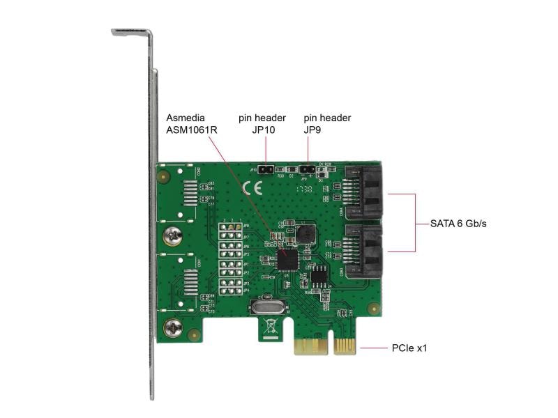 Delock RAID-Controller PCI-Ex1- 2x SATA Chipsatz ASM1061R Delock 2 Port SATA PCI Express Karte mit RAID