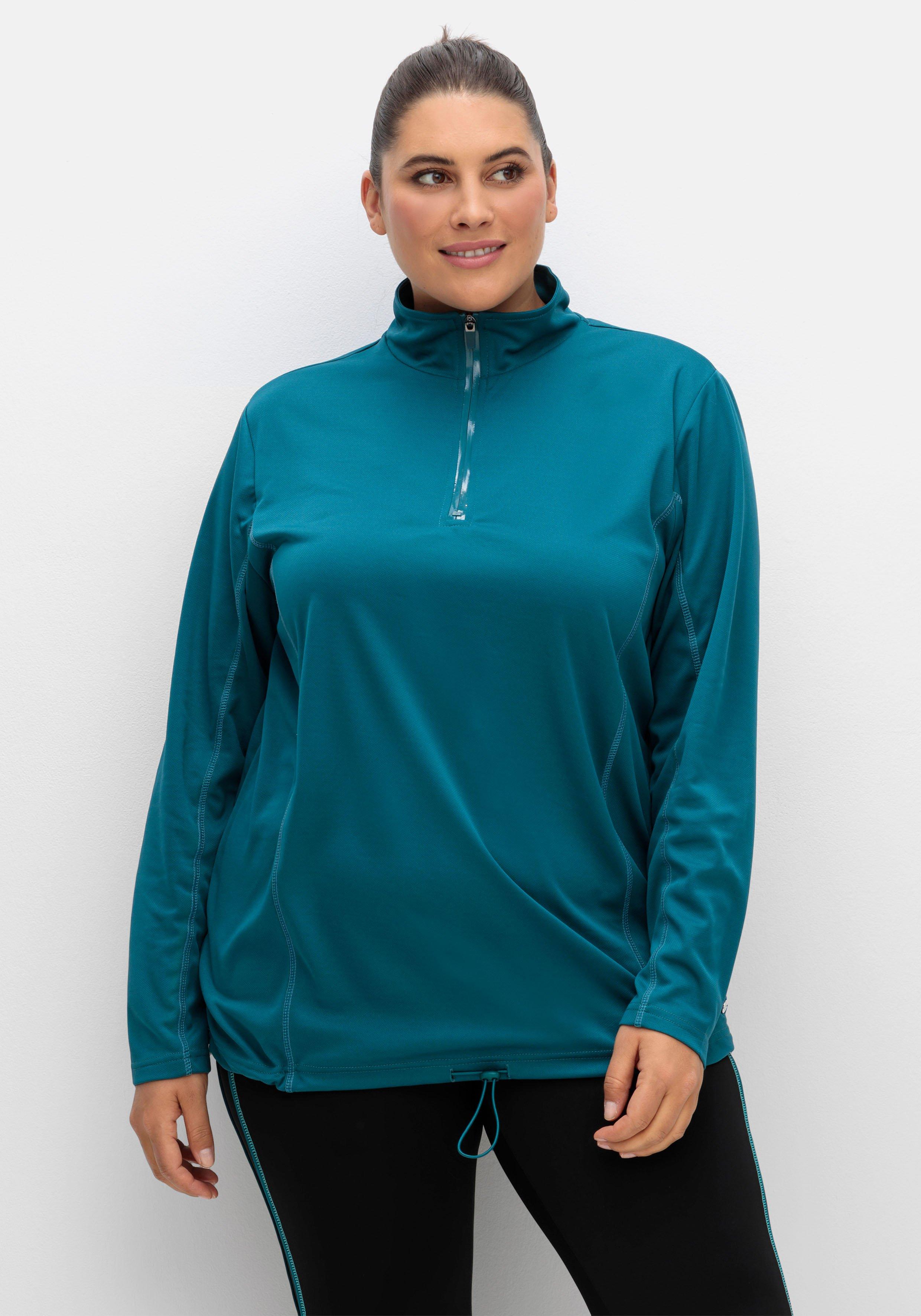 Funktionsshirt mit Troyerkragen und Saum-Gummizug