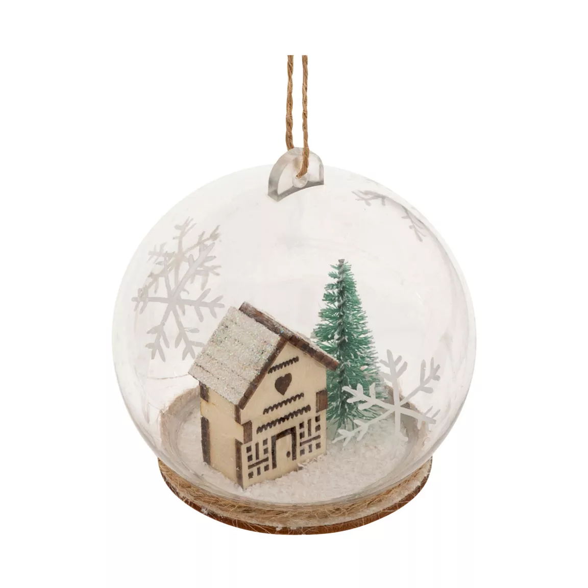 Boule de Noël (D80 mm) Maison et flocons de neige