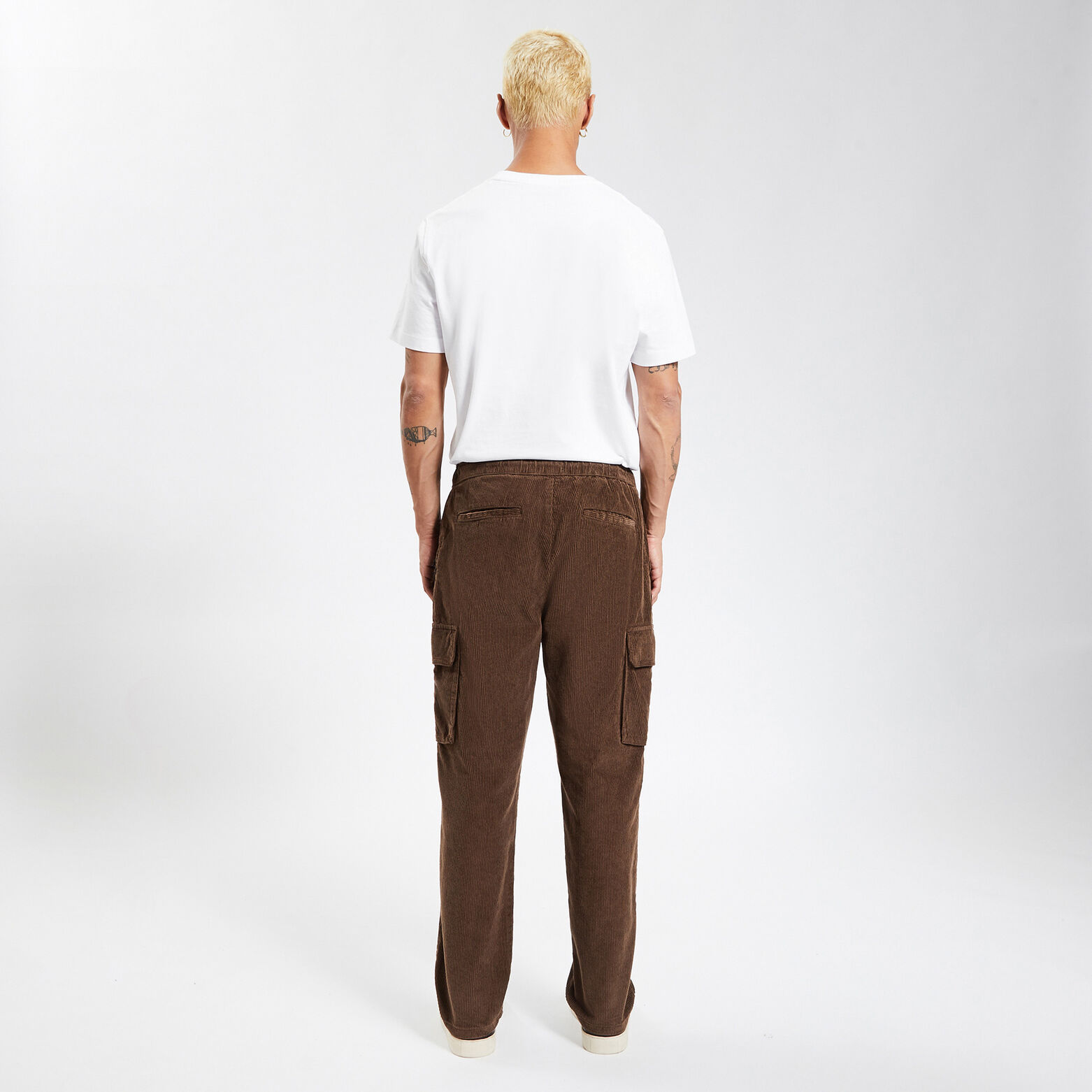 Pantalon cargo en velours coton recyclé Marron