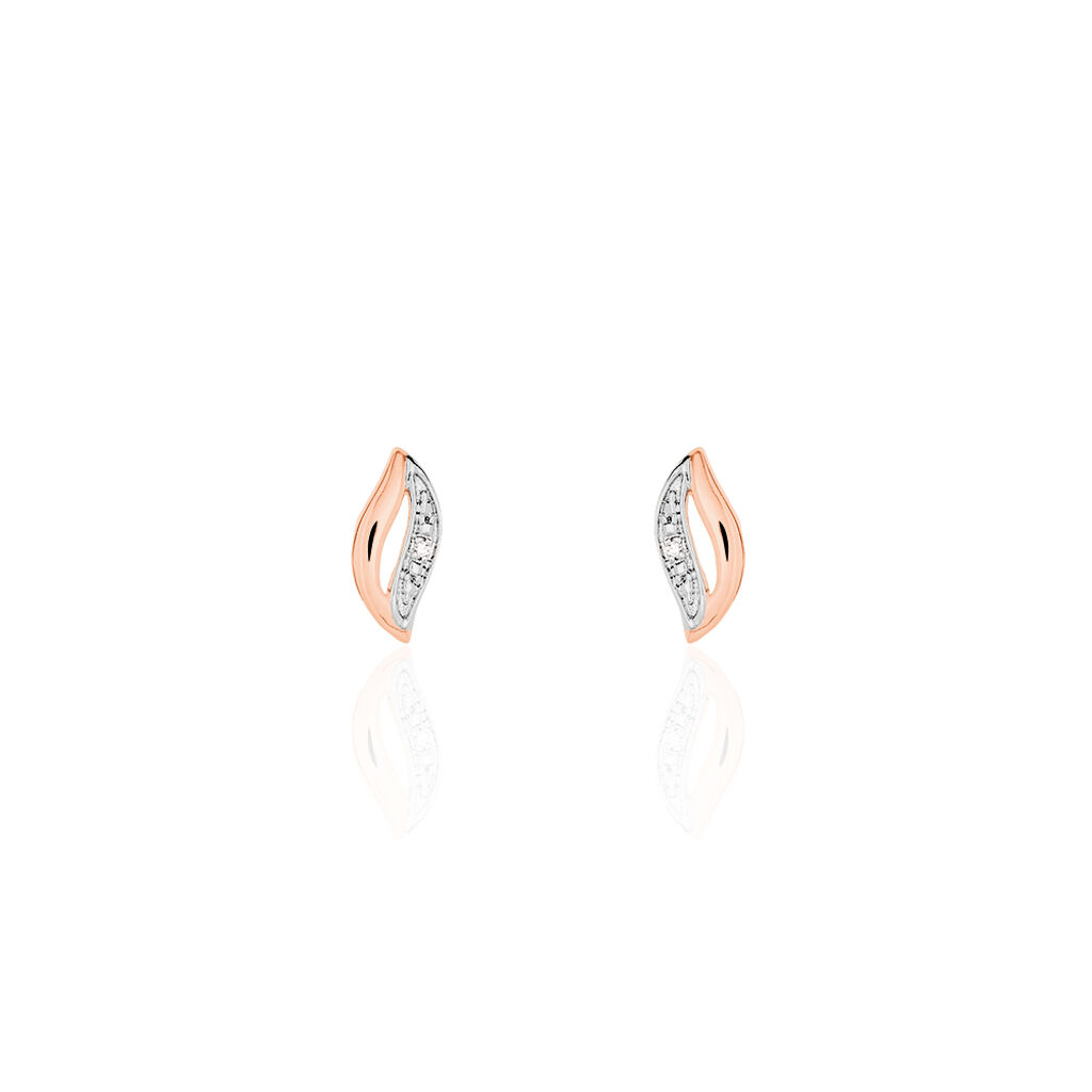 Boucles D'oreilles Puces Smeralda Or Rose Diamant