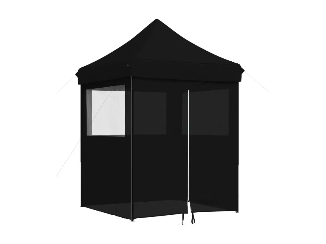 Tente de réception pliable escamotable 4 parois latérales noir