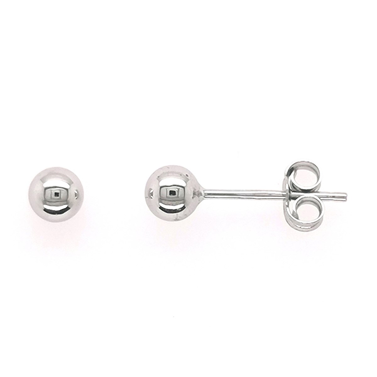 Boucles d'oreilles Boule 4 mm or blanc 9 carats