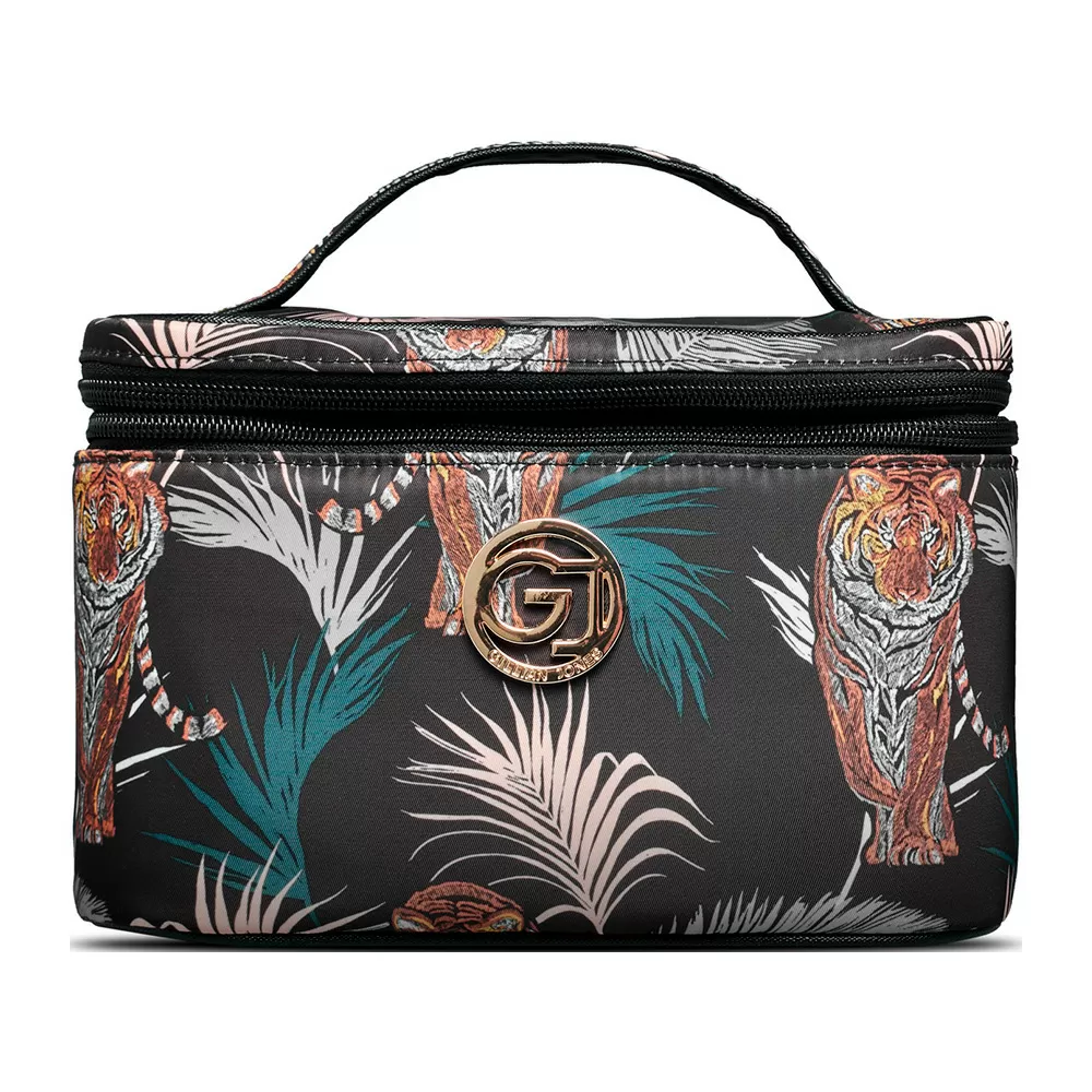 Gillian Jones Beautyboks sort tigre og palme print - 1 stk.