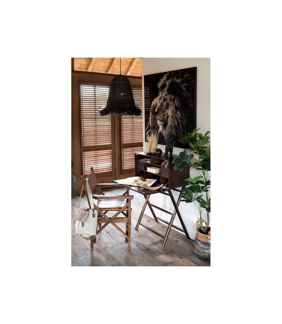 Paris Prix - Cadre Déco lion 100x101cm Noir & Blanc