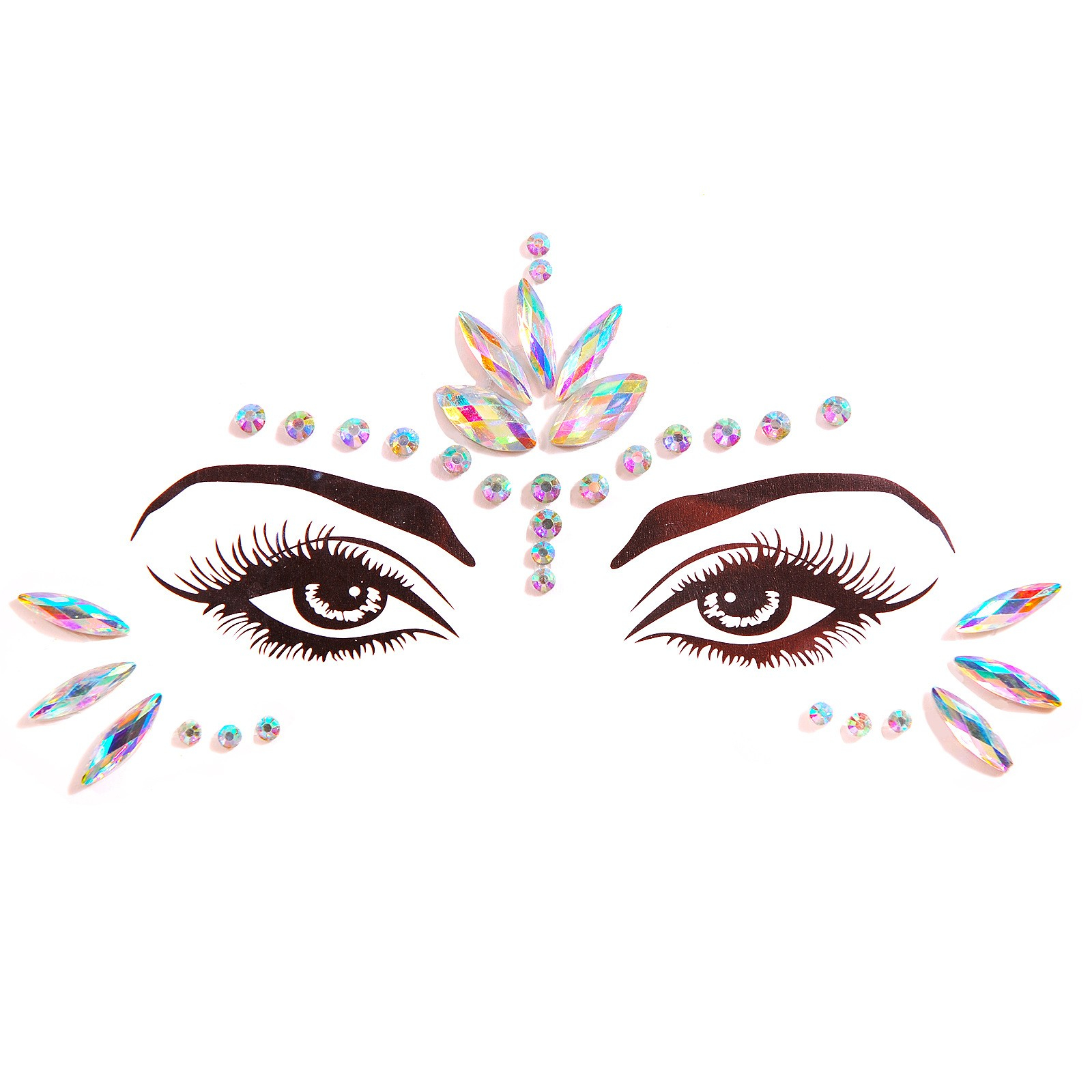 Strass Festival Gesichts- und Körper Aufkleber Temporary Tattoo Haut Sticker - Style 4
