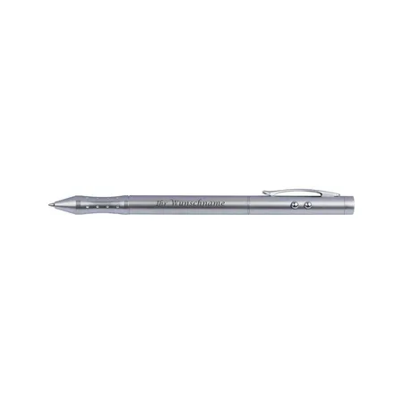 Macma LED Edelstahl Kugelschreiber 4in1, Mine: blau & rot / mit Laserpointer