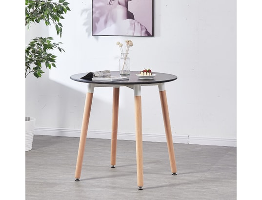 LIFE INTERIORS - Ensemble table et chaises Table noire ronde + 4 chaises scandinaves noires - ensemble...