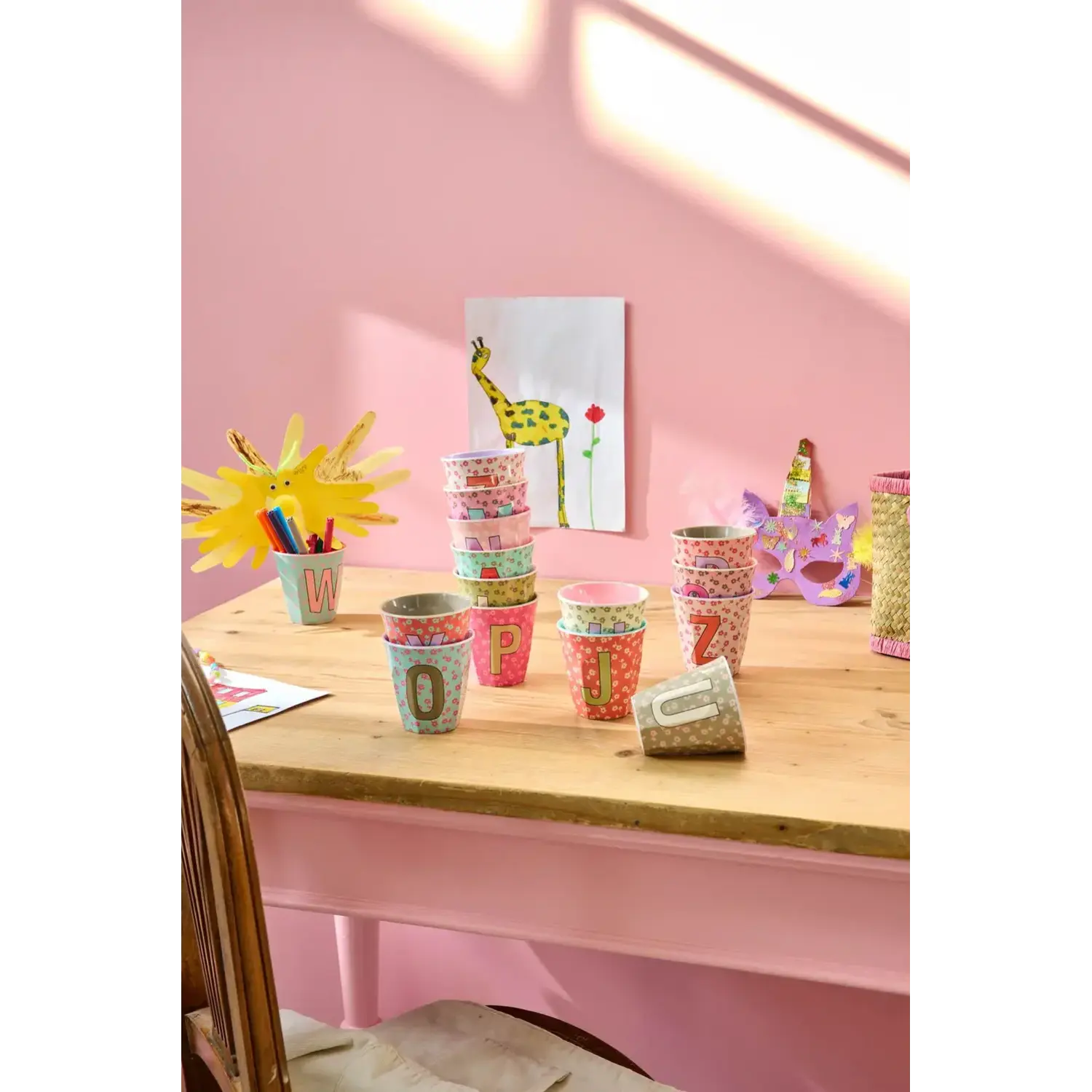 Rice | Melamine cup Medium Alphabet | Flowers