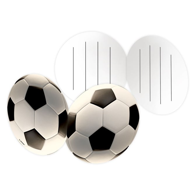 8 Einladungskarten - Kick It - In Fußballform