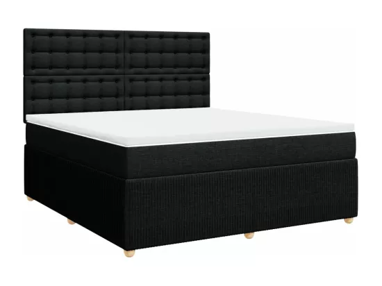Sommier à lattes de lit avec matelas Noir 180x200 cm Tissu