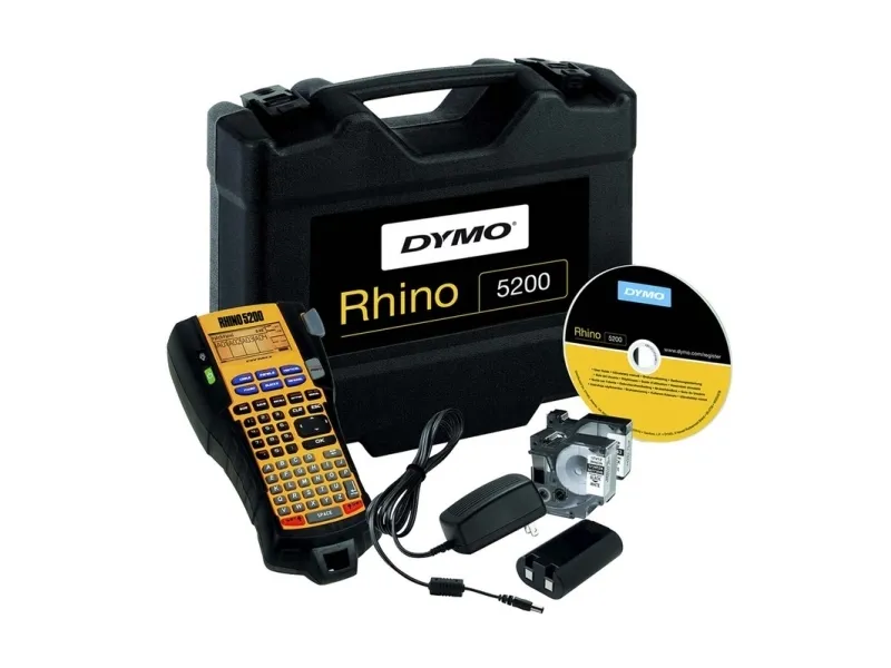 DYMO Rhino 5200 - Hard Case Kit - etikettemaskine - S/H - Rulle (1,9 cm) - skærer - gul
