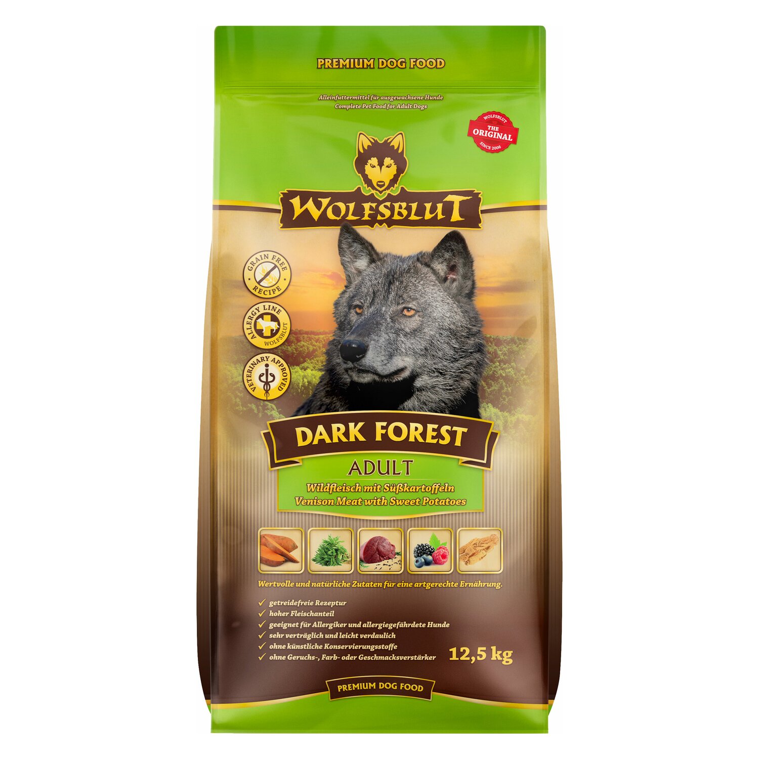 WOLFSBLUT Trockenfutter Adult Dark Forest - 12.5kg - Wild/Süßkartoffel