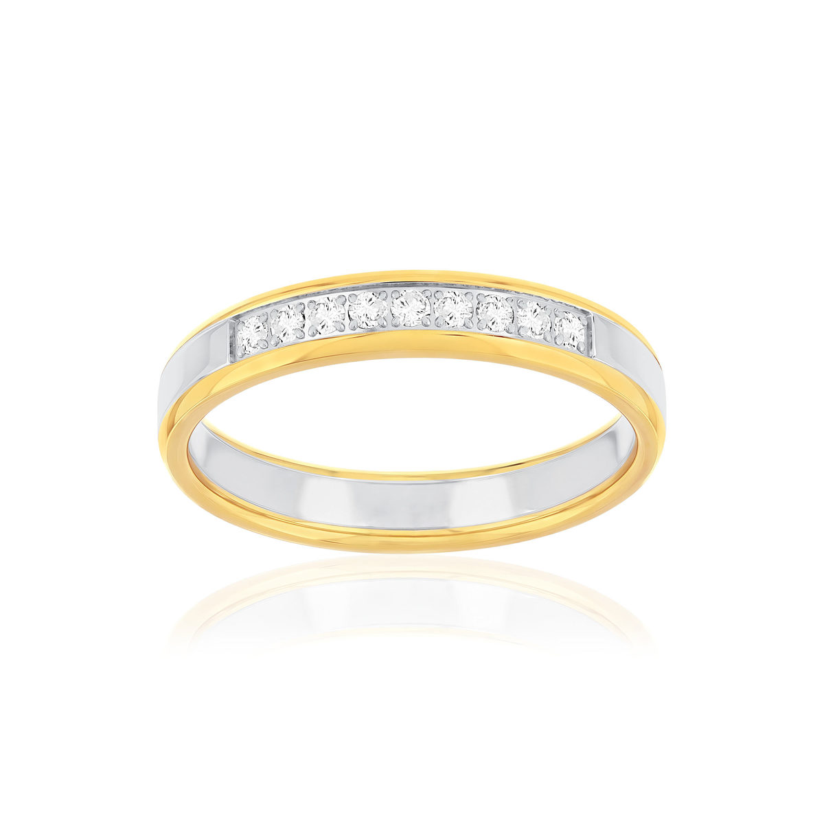 Alliance 2 ors 375 jaune et blanc diamants 0.15 carat