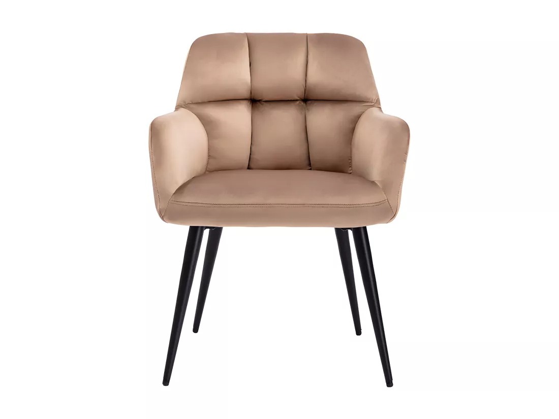 Lot de 2 chaises avec accoudoirs - Velours et métal - Beige - PEGA de Pascal MORABITO