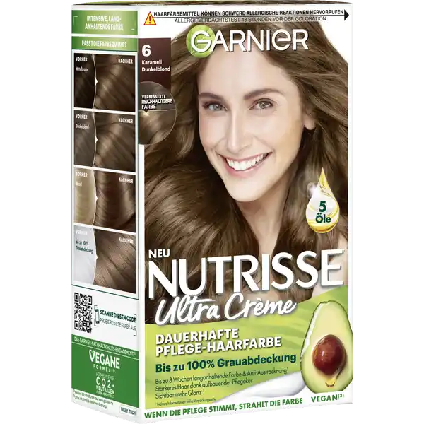 Ultra Crème Dauerhafte Pflege-Haarfarbe 6 Karamell Dunkelblond