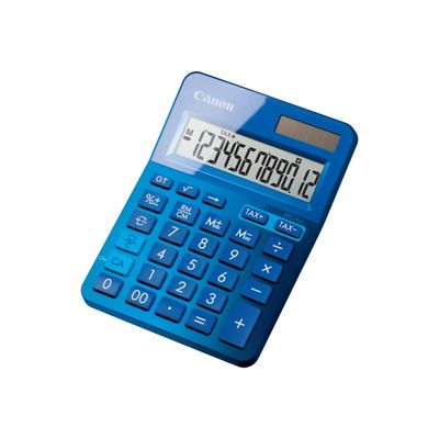 Calculatrice de bureau Canon LS- 123K - 12 chiffres - alimentation batterie et solaire - bleu