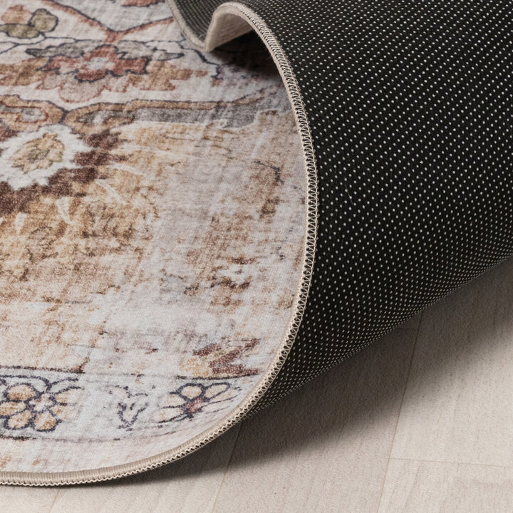 Rond oosters vloerkleed - Leyla Medaillon Taupe