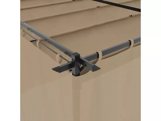 Tonnelle avec rideaux taupe 6x3 m acier