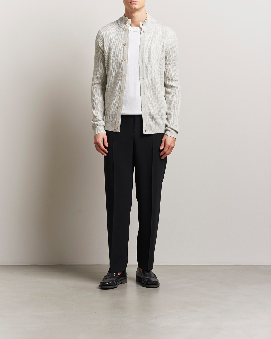 Stenströms Knitted Textured Merino Cardigan Grey