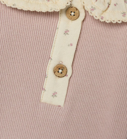 Lil' Atelier Body L/Æ - Rib - NbfTrine - Shadow Grau m. Rüschen