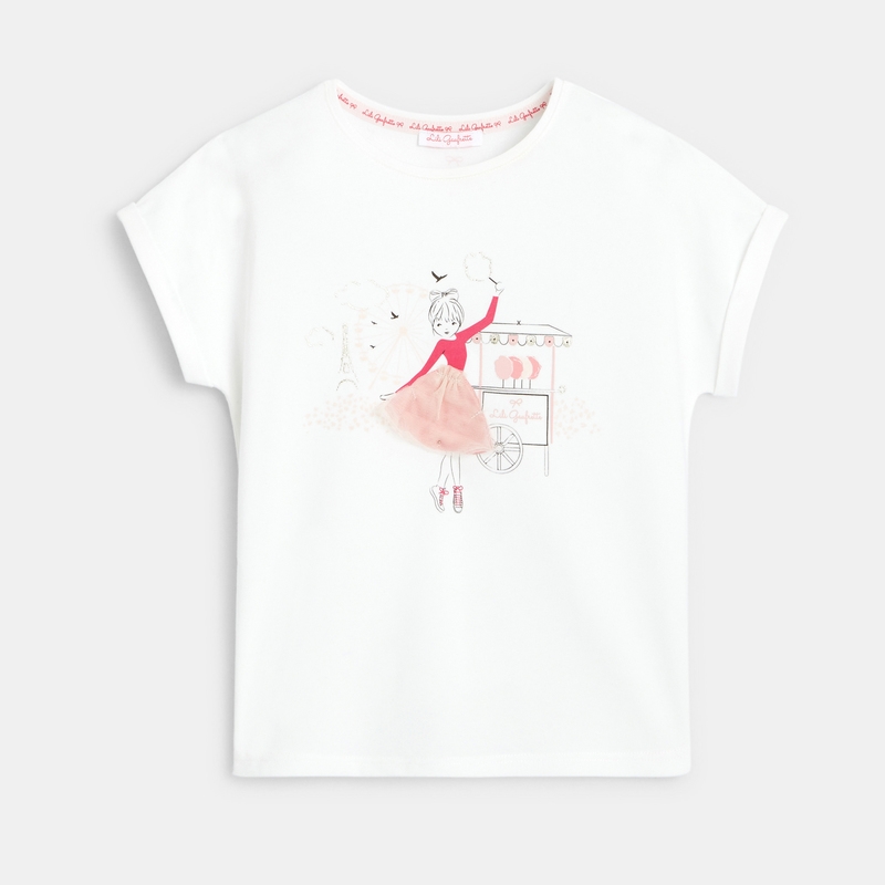 T-shirt crayonné blanc manches courtes Lili Gaufrette fille