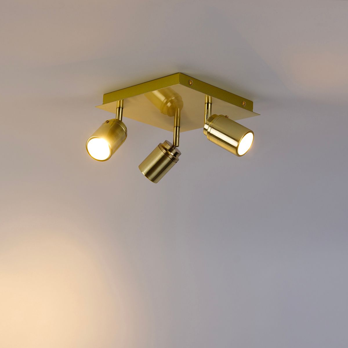 Moderne badkamer spot messing vierkant 3-lichts IP44 - Ducha