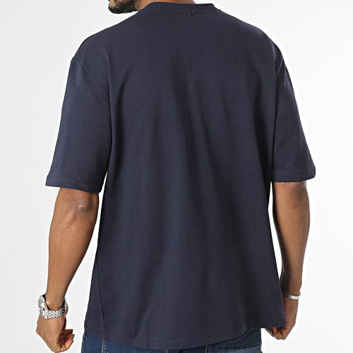 Tee Shirt Oversize Large A Poche Poitrine Bleu Marine