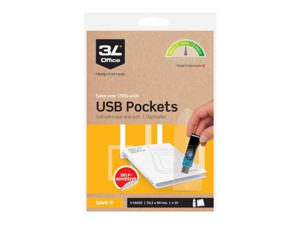 USB-lomme, Djois, selvklæbende, klar, pakke a 10 stk