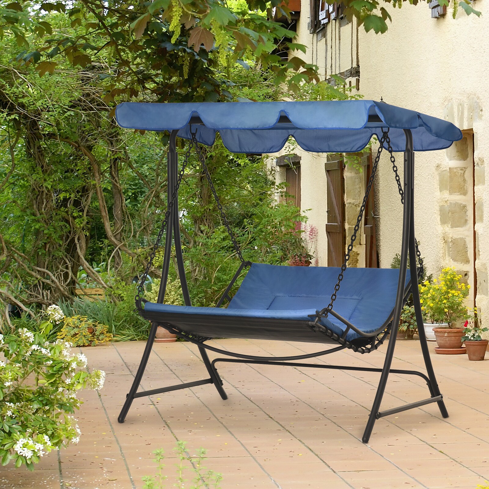 Outsunny Schwingliege mit Dach 160 x 117 x 173 cm (LxBxH)