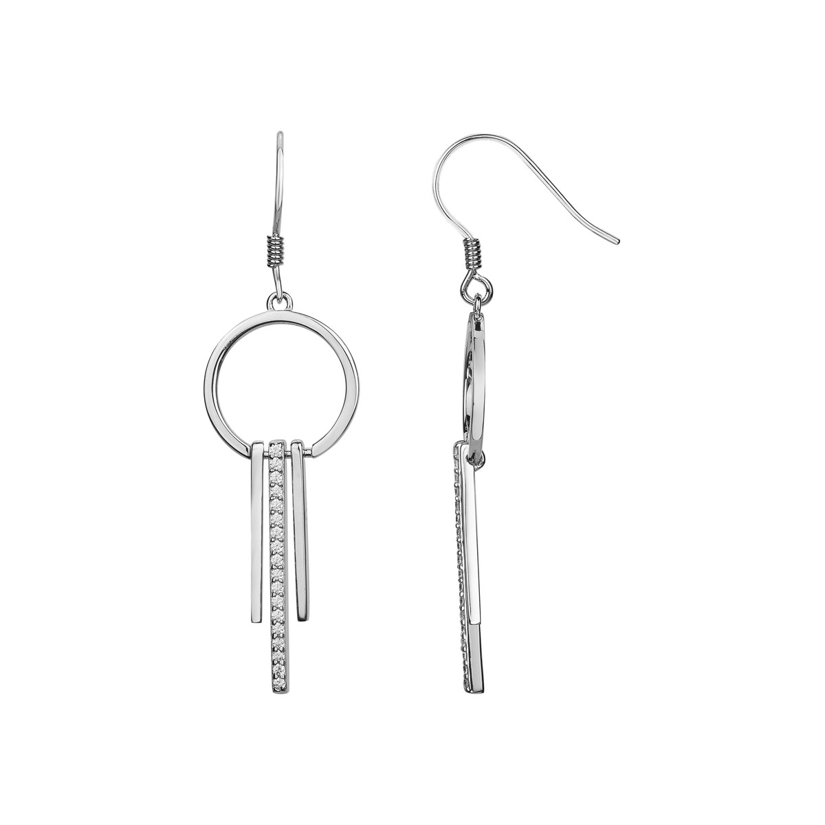Boucles d'oreilles pendantes en Argent avec oxyde de zirconium blanc