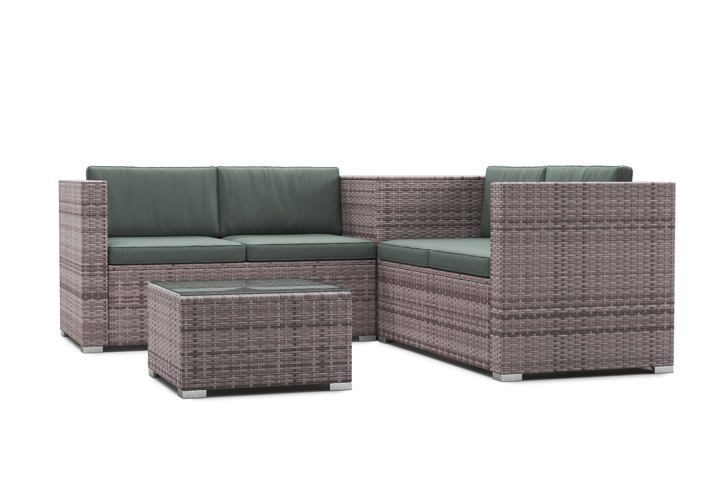 Rattanlounge SAN MARINO graubraun/grün