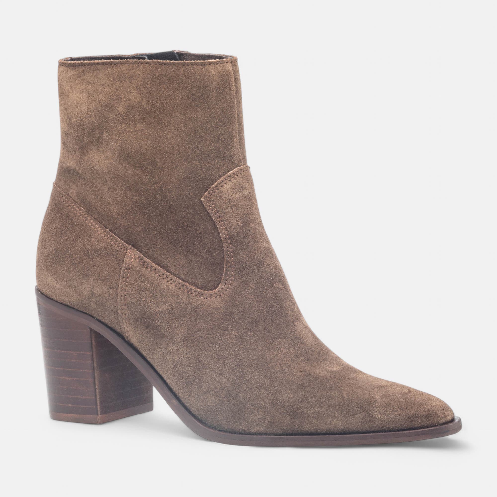Bottines à talon Femme en cuir taupe