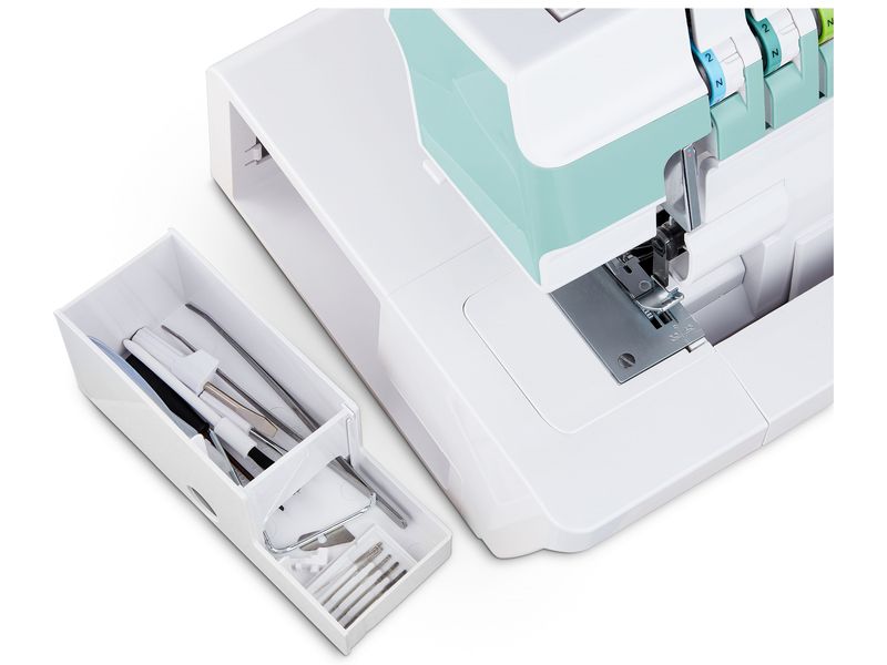 Medion Nähmaschine Life Overlock SO90 Weiss/Türkis Nähmaschine mit einer Motorleistung von 90 Watt