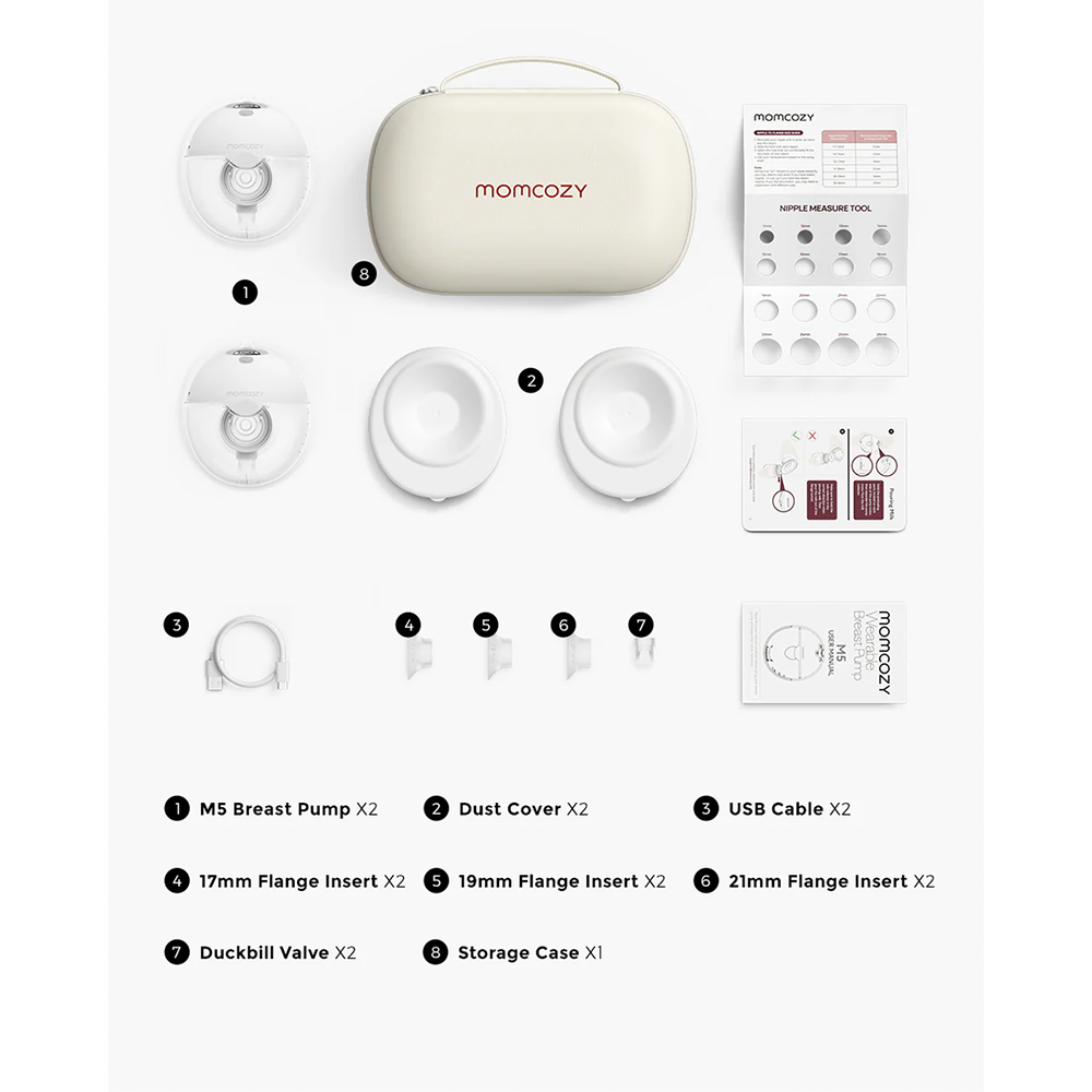 All-in-One M5 Double Baby Mutter Milchpumpe Freihändige Brustpumpe für Unterwegs (BP180-GR00BA-A) - Grey
