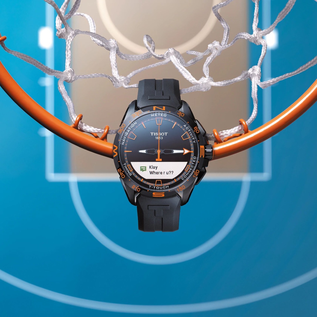 Tissot T-Touch Connect Solar Smartwatch Titan Schwarz / Orange mit schwarzem Kautschukarmband