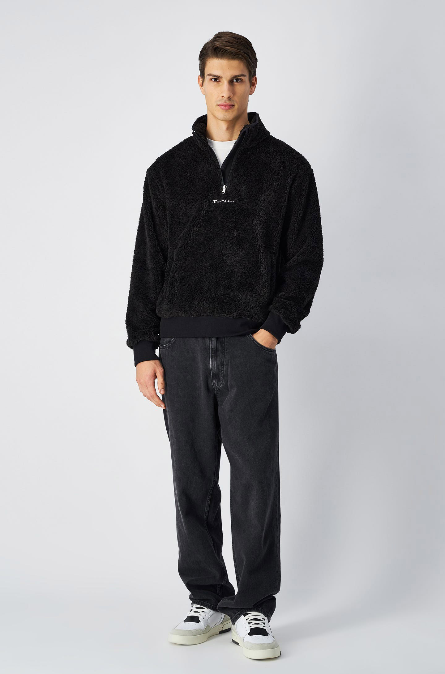 ICONS Half Zip Teddy Fleece Pullover Herre Black Beauty
