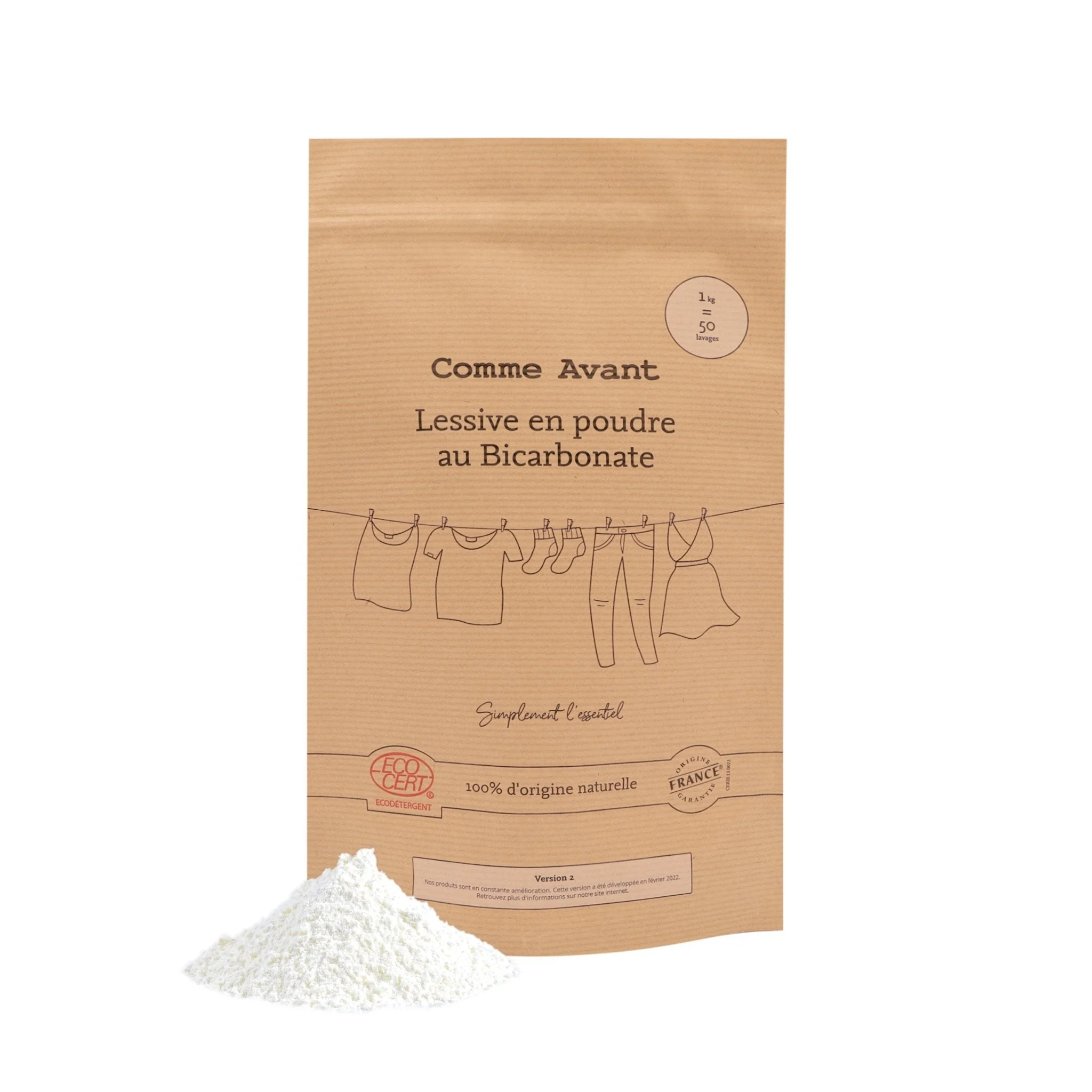 Lessive en poudre au bicarbonate - Version 2 - 1 lessive - 1kg / Aucun
